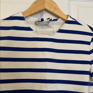 Topshop Navy and White Striped Tee